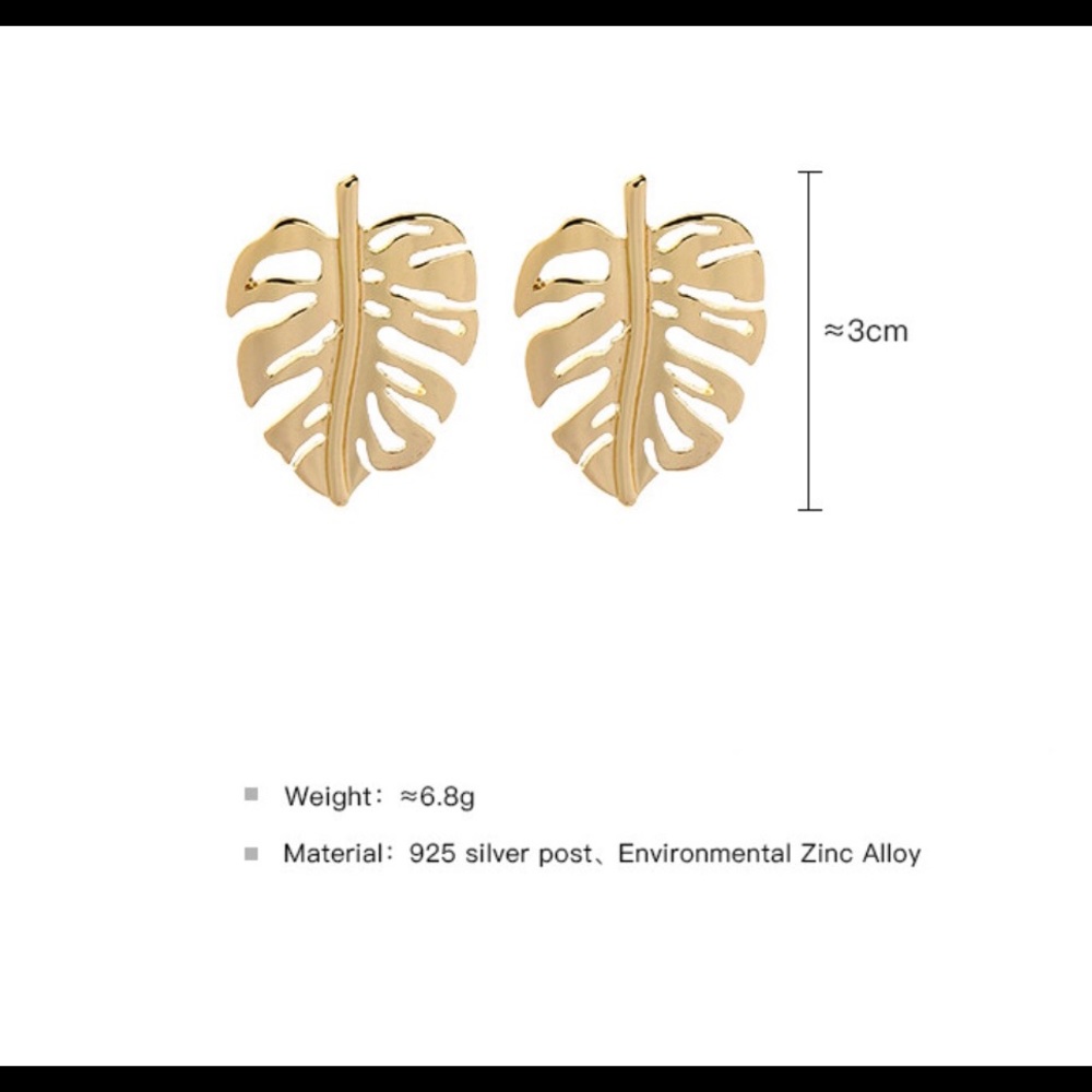 Leaf Piercing Earrings - Picture 3 of 7